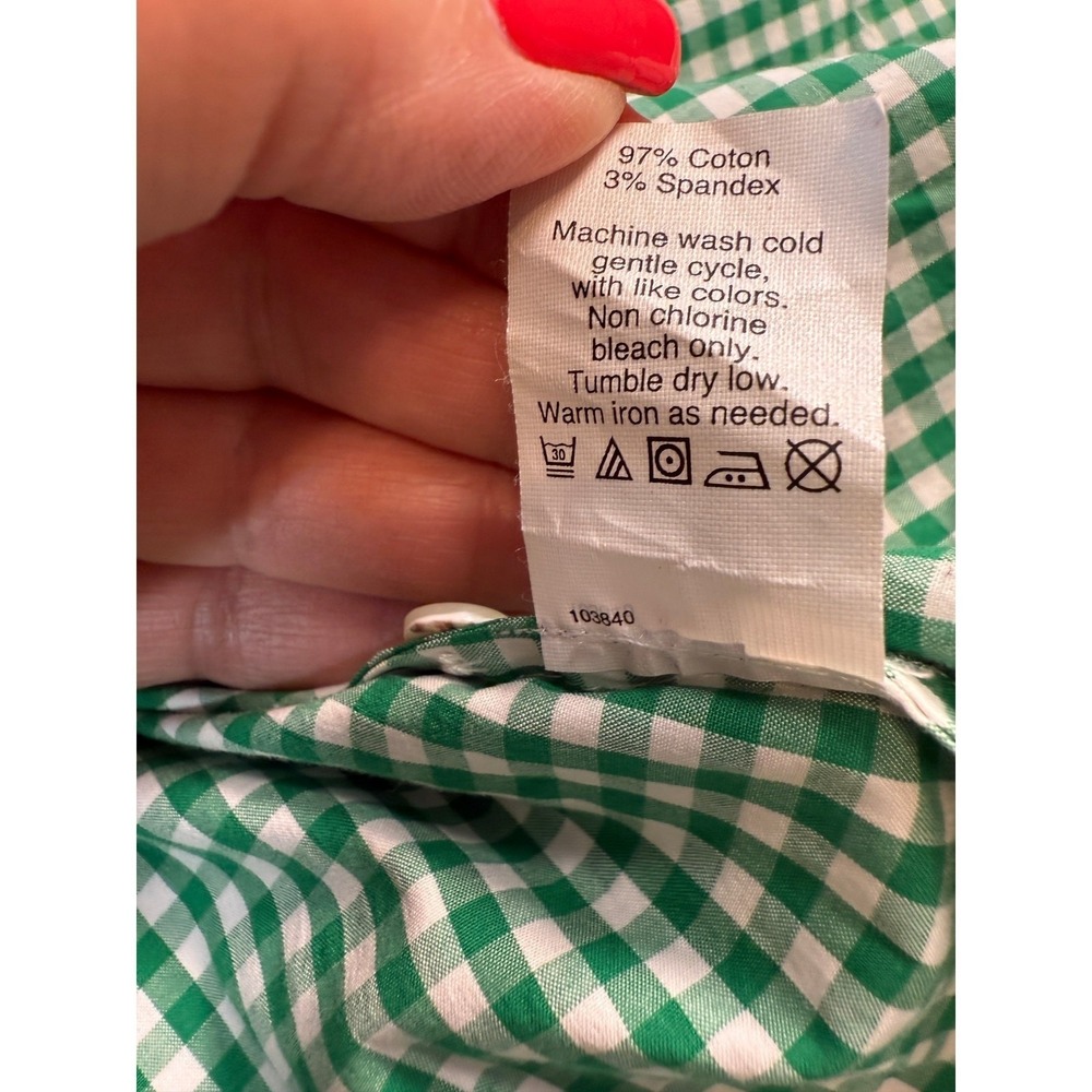 Women's J. Crew Green and White Gingham Stretch Perfect Button Down Size S - Picture 6 of 9